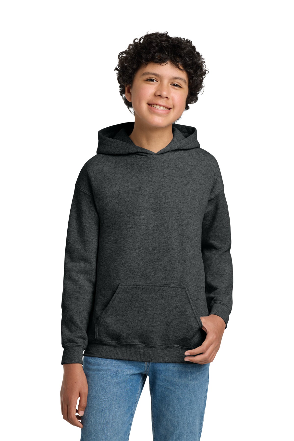 Gildan - Youth Heavy Blend Hooded Sweatshirt - Fan Charcoal Heather