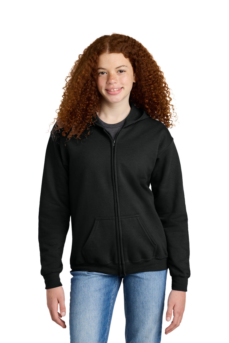 Gildan Youth Heavy Blend Full-Zip Hooded Sweatshirt - Black