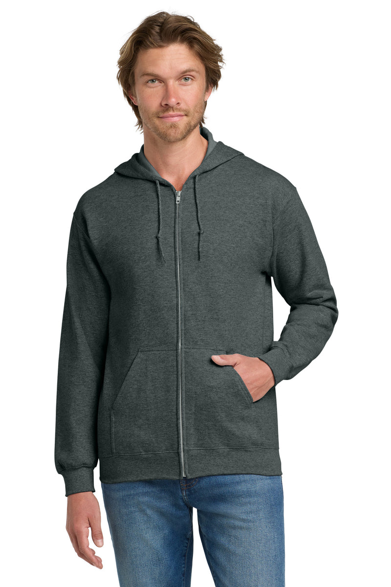 Gildan - Heavy Blend Full-Zip Hooded Sweatshirt - Dark Heather Grey