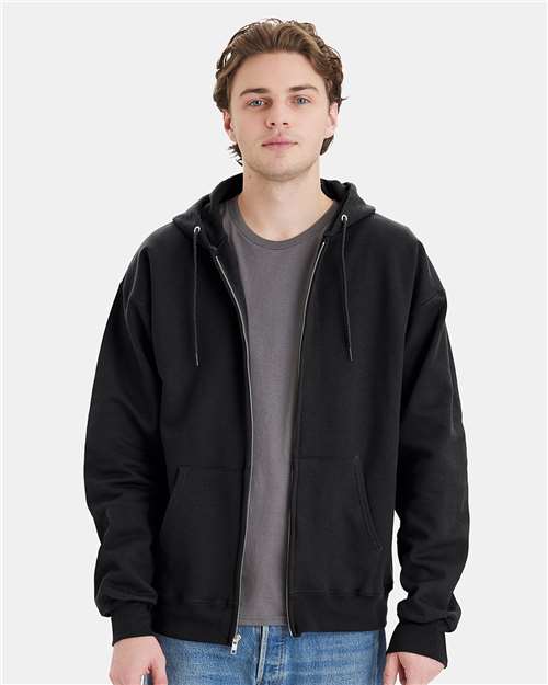Unisex Ultimate Cotton® Full-Zip Hooded Sweatshirt - Black