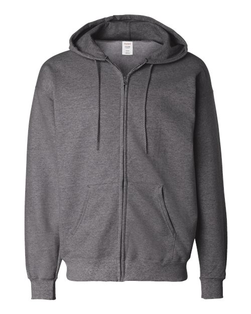 Unisex Ultimate Cotton® Full-Zip Hooded Sweatshirt - Charcoal Heather