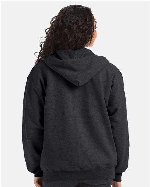 Unisex Ultimate Cotton® Full-Zip Hooded Sweatshirt - Charcoal Heather