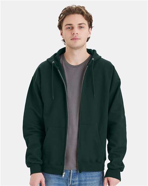 Unisex Ultimate Cotton® Full-Zip Hooded Sweatshirt - Deep Forest