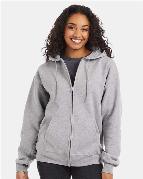 Unisex Ultimate Cotton® Full-Zip Hooded Sweatshirt - Light Steel