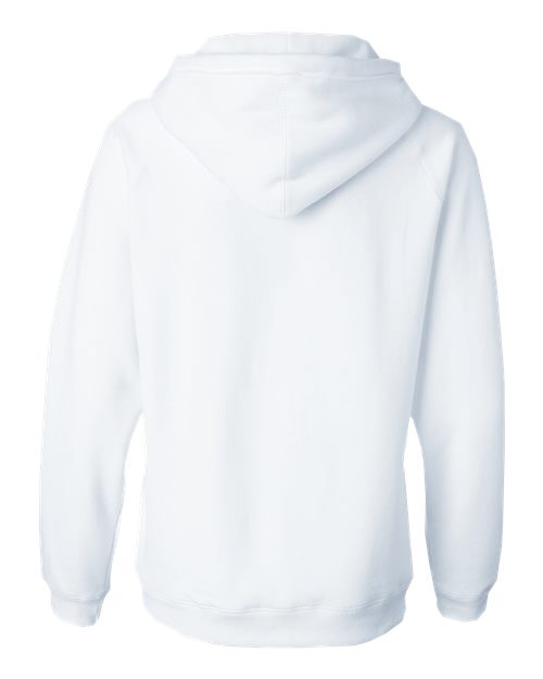 Women's Sueded V-Neck Hooded Sweatshirt - White