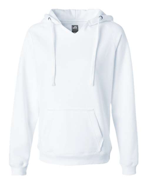 Women's Sueded V-Neck Hooded Sweatshirt - White