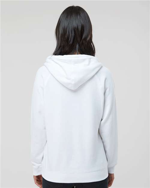 Women's Sueded V-Neck Hooded Sweatshirt - White