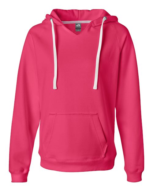 Women's Sueded V-Neck Hooded Sweatshirt - Wildberry