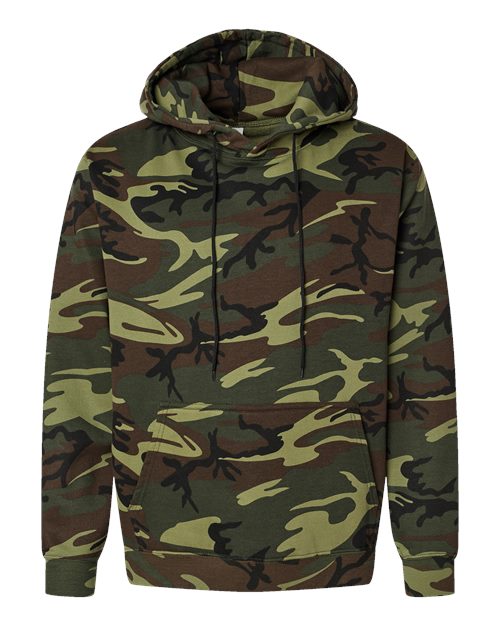 Unisex Camo Fleece Hoodie Sweatshirt - Green Woodland