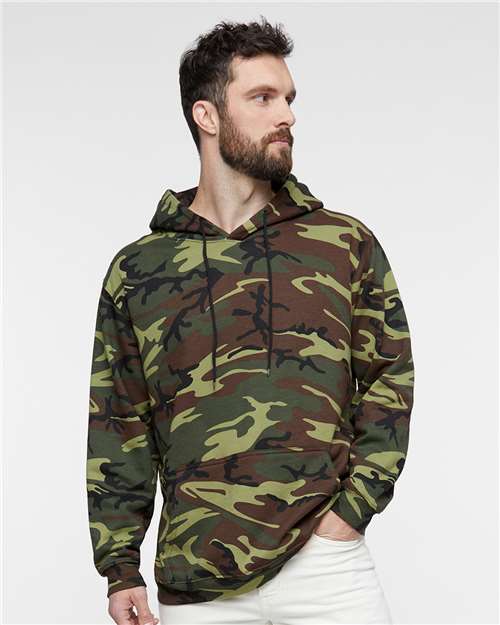 Unisex Camo Fleece Hoodie Sweatshirt - Green Woodland