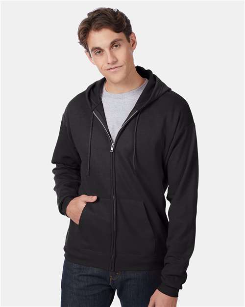 Unisex EcoSmart® Full-Zip Hooded Sweatshirt - Black