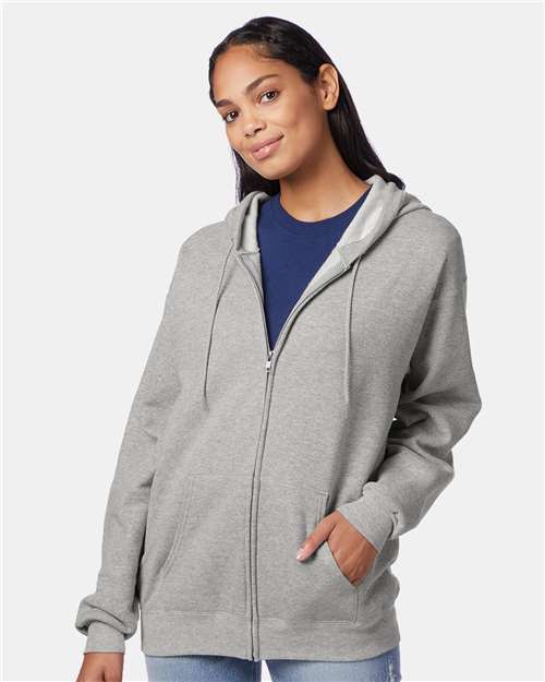 Unisex EcoSmart® Full-Zip Hooded Sweatshirt - Light Steel
