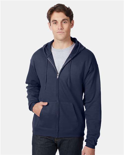 Unisex EcoSmart® Full-Zip Hooded Sweatshirt - Navy