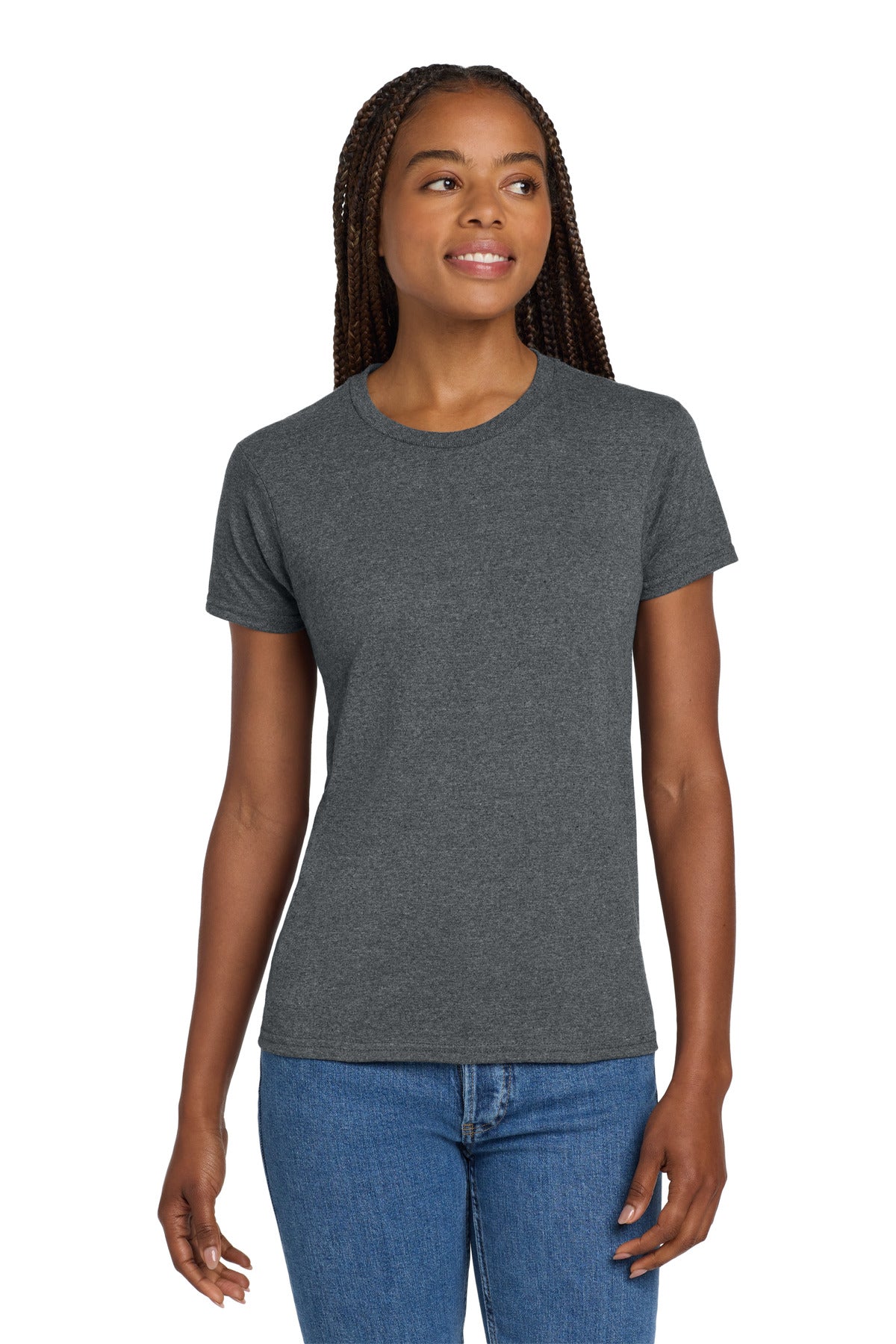 Gildan Women's Ultra Cotton 100% US Cotton T-Shirt. - Dark Heather