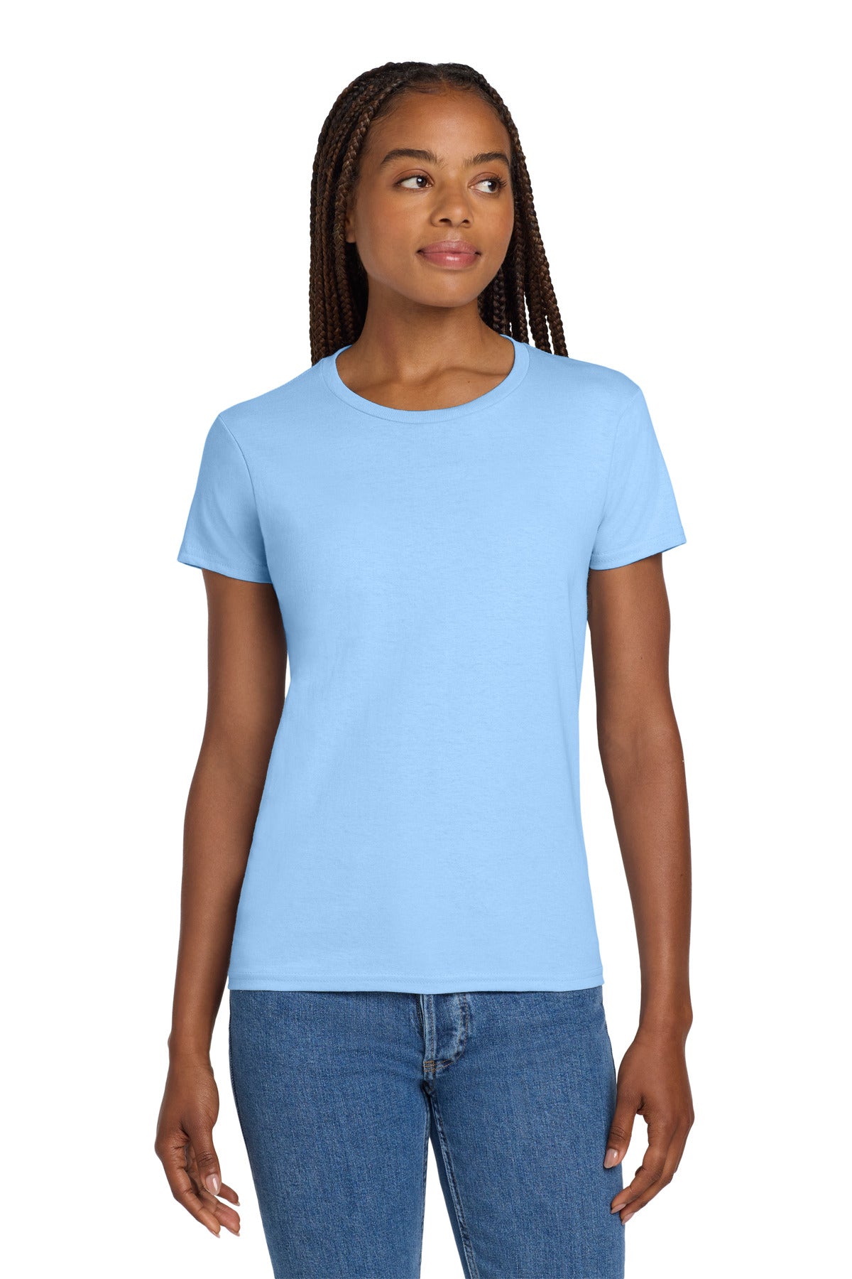 Gildan Women's Ultra Cotton 100% US Cotton T-Shirt. - Light Blue