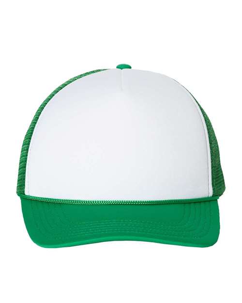 Foam Mesh-Back Trucker Cap - White/ Kelly