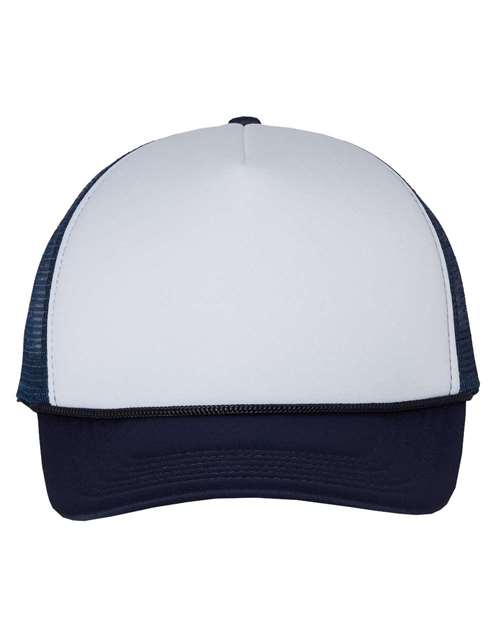 Foam Mesh-Back Trucker Cap - White/ Navy