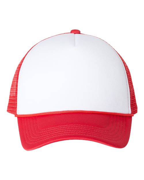 Foam Mesh-Back Trucker Cap - White/ Red