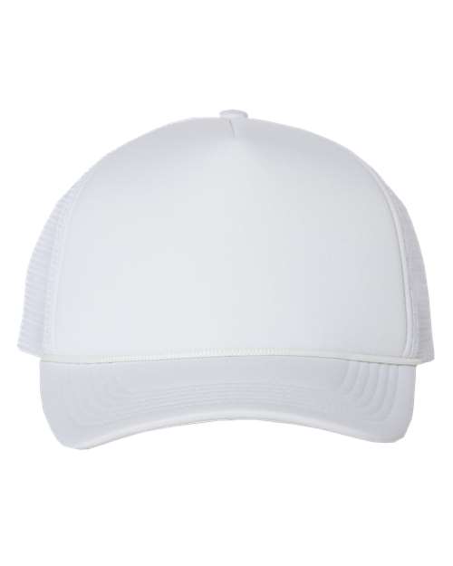 Foam Mesh-Back Trucker Cap - White/ White