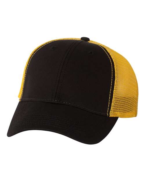 Bio-Washed Trucker Cap - Black/ Gold