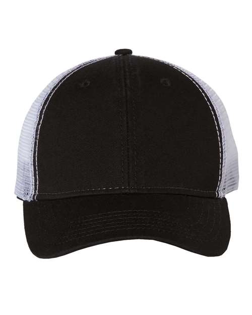 Bio-Washed Trucker Cap - Black/ White