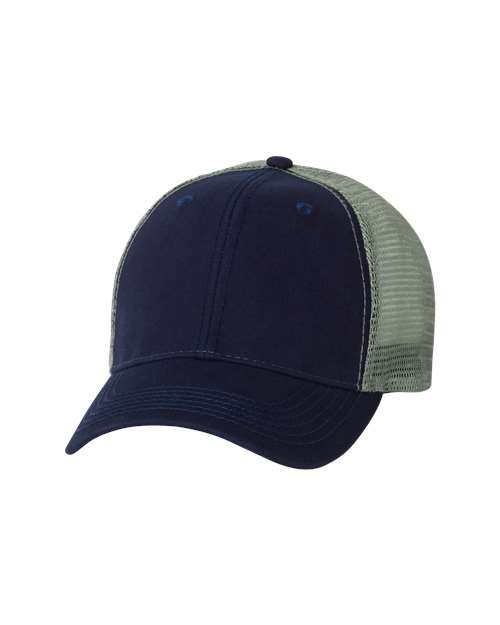 Bio-Washed Trucker Cap - Navy/ Grey