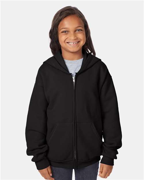 Youth EcoSmart® Full-Zip Hooded Sweatshirt - Black