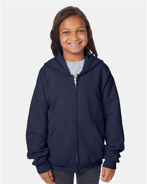 Youth EcoSmart® Full-Zip Hooded Sweatshirt - Navy