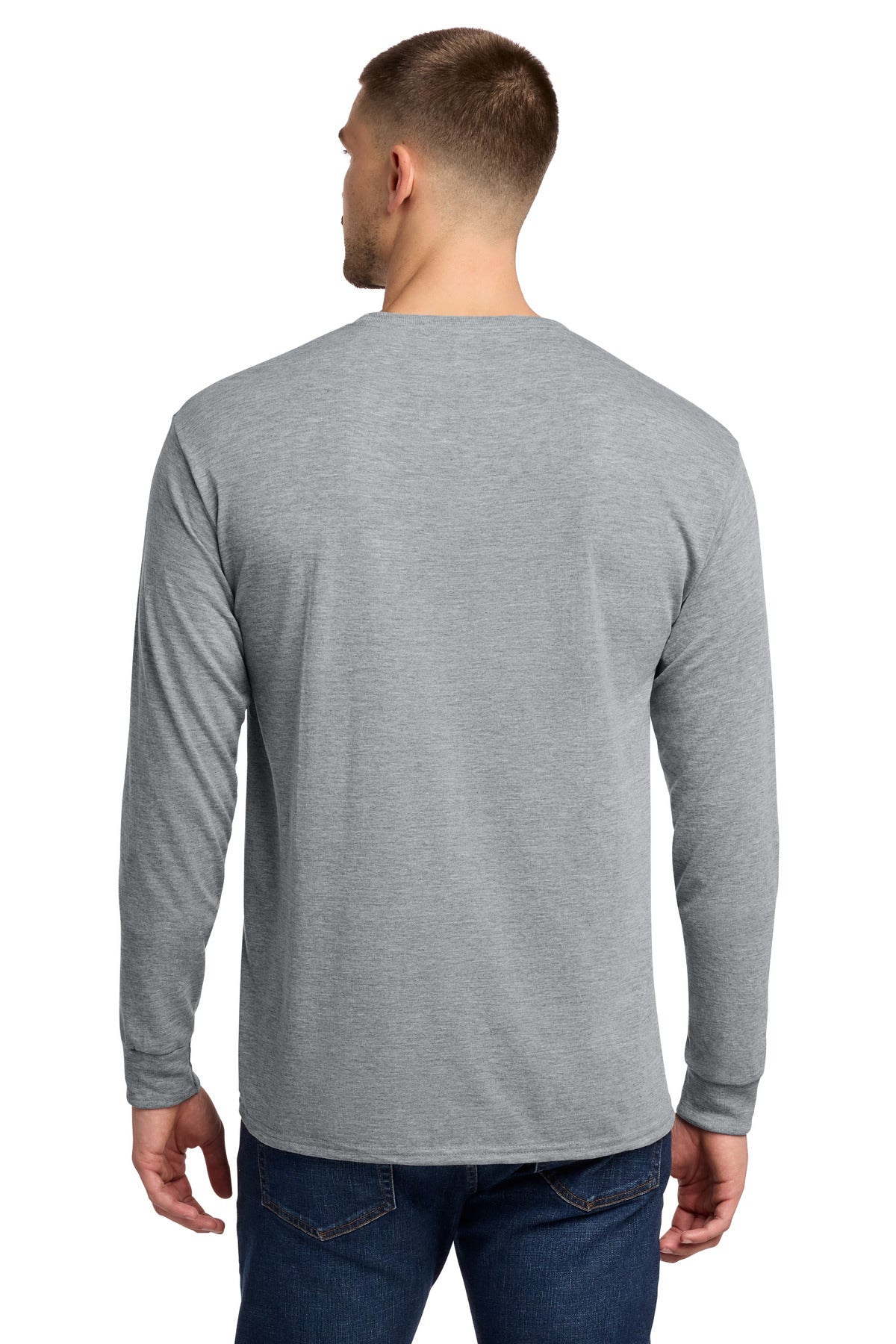 Jerzees Dri-Power 100% Polyester Long Sleeve T-Shirt - Athletic Heather