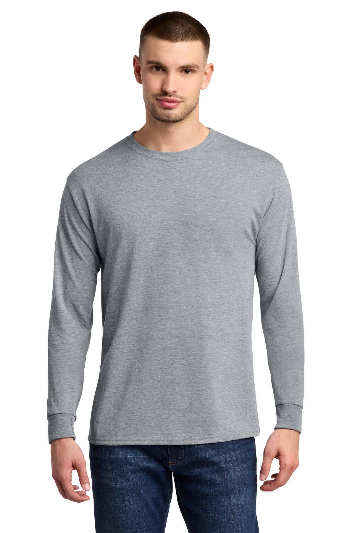 Jerzees Dri-Power 100% Polyester Long Sleeve T-Shirt - Athletic Heather