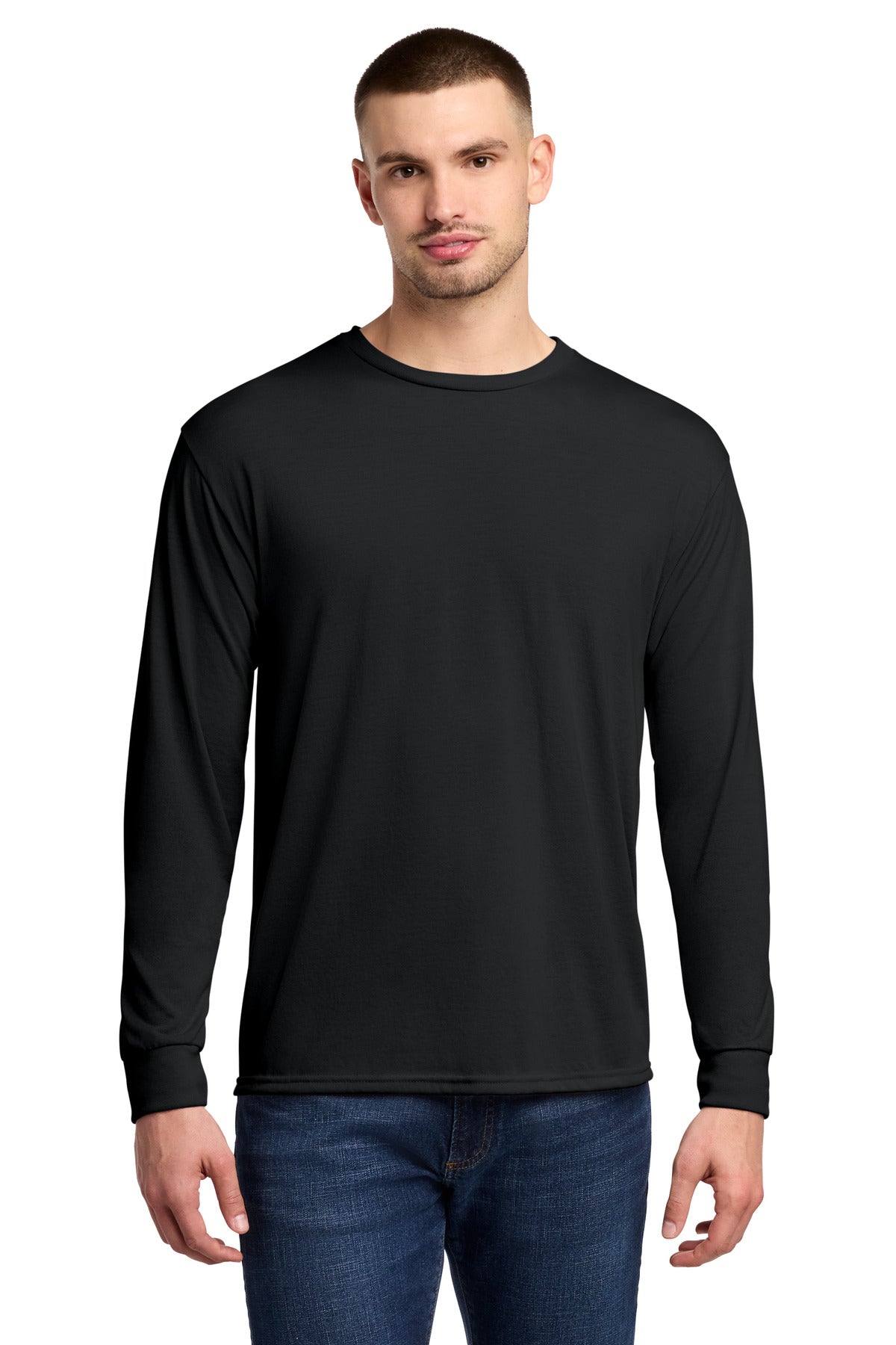 Jerzees Dri-Power 100% Polyester Long Sleeve T-Shirt - Black