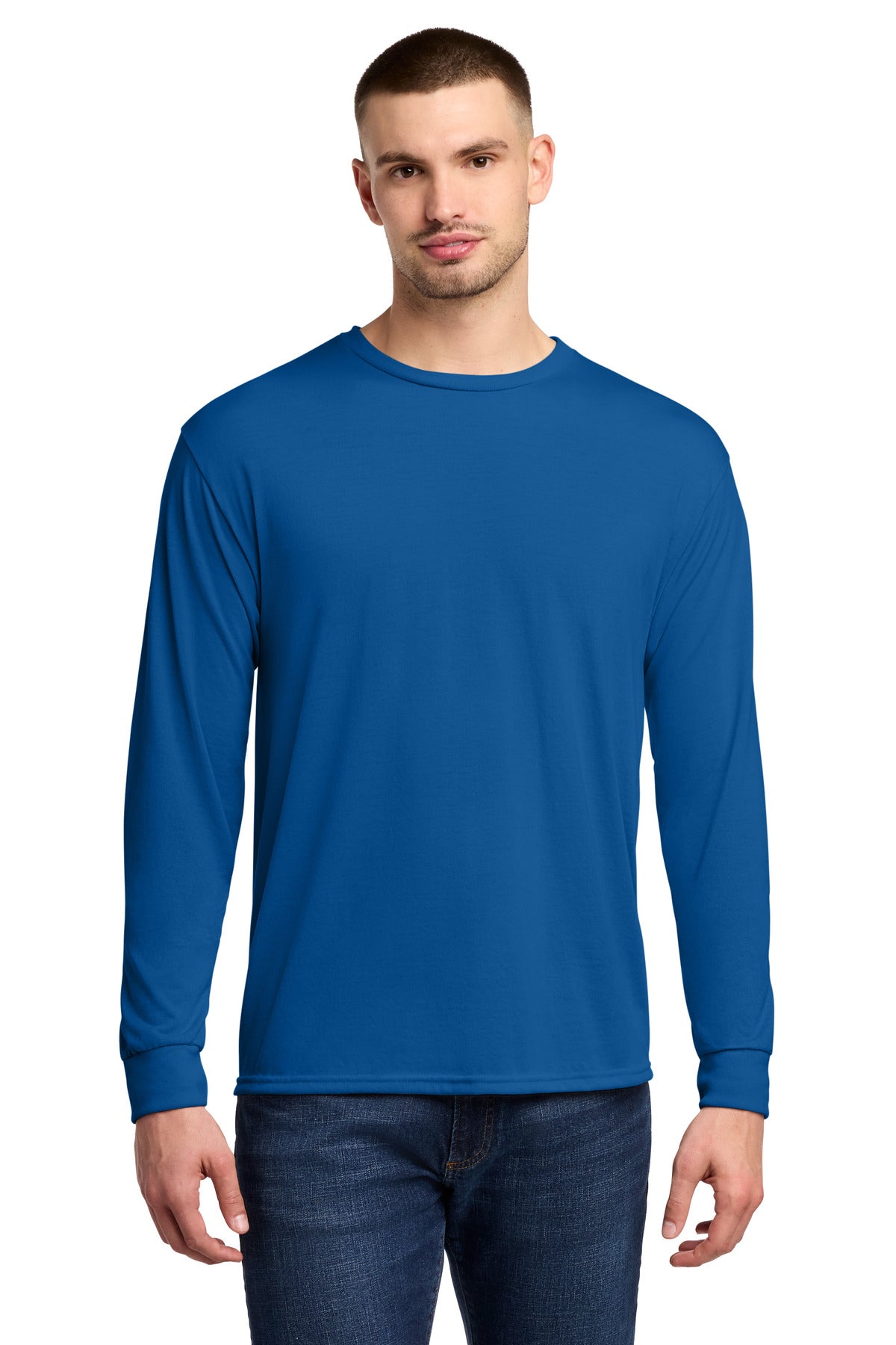 Jerzees Dri-Power 100% Polyester Long Sleeve T-Shirt - Royal