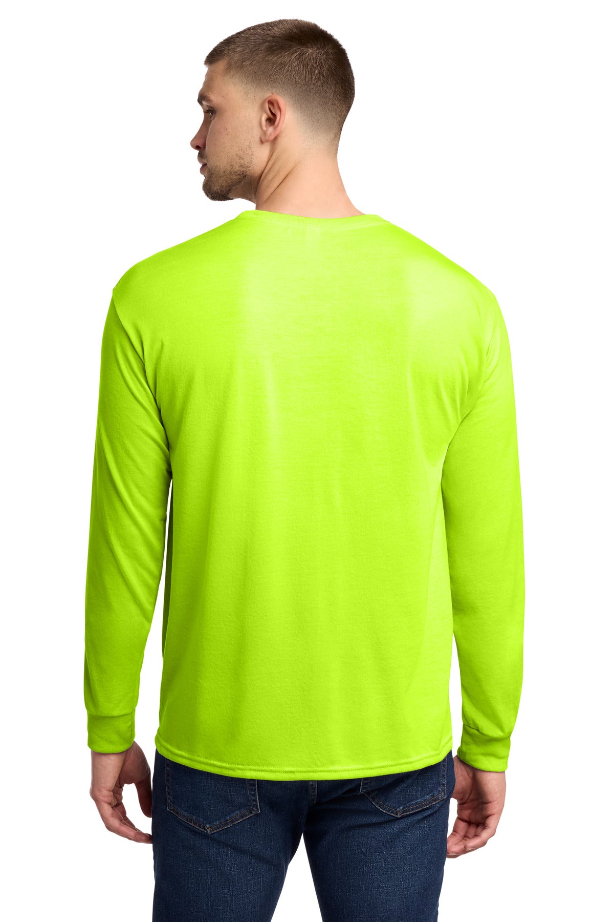 Jerzees Dri-Power 100% Polyester Long Sleeve T-Shirt - Safety Green