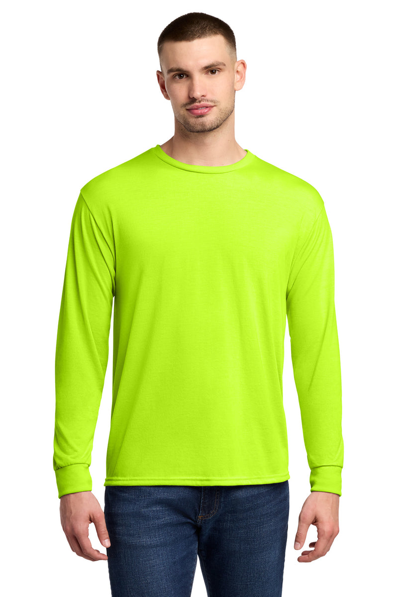 Jerzees Dri-Power 100% Polyester Long Sleeve T-Shirt - Safety Green