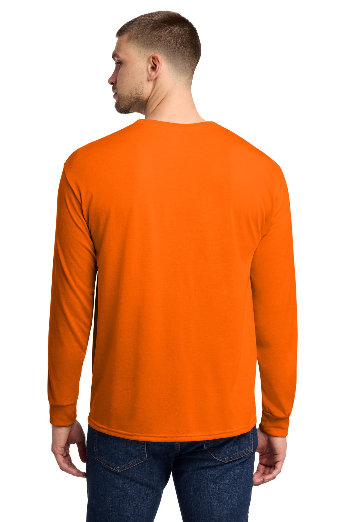 Jerzees Dri-Power 100% Polyester Long Sleeve T-Shirt - Safety Orange