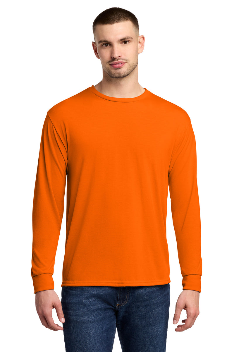 Jerzees Dri-Power 100% Polyester Long Sleeve T-Shirt - Safety Orange