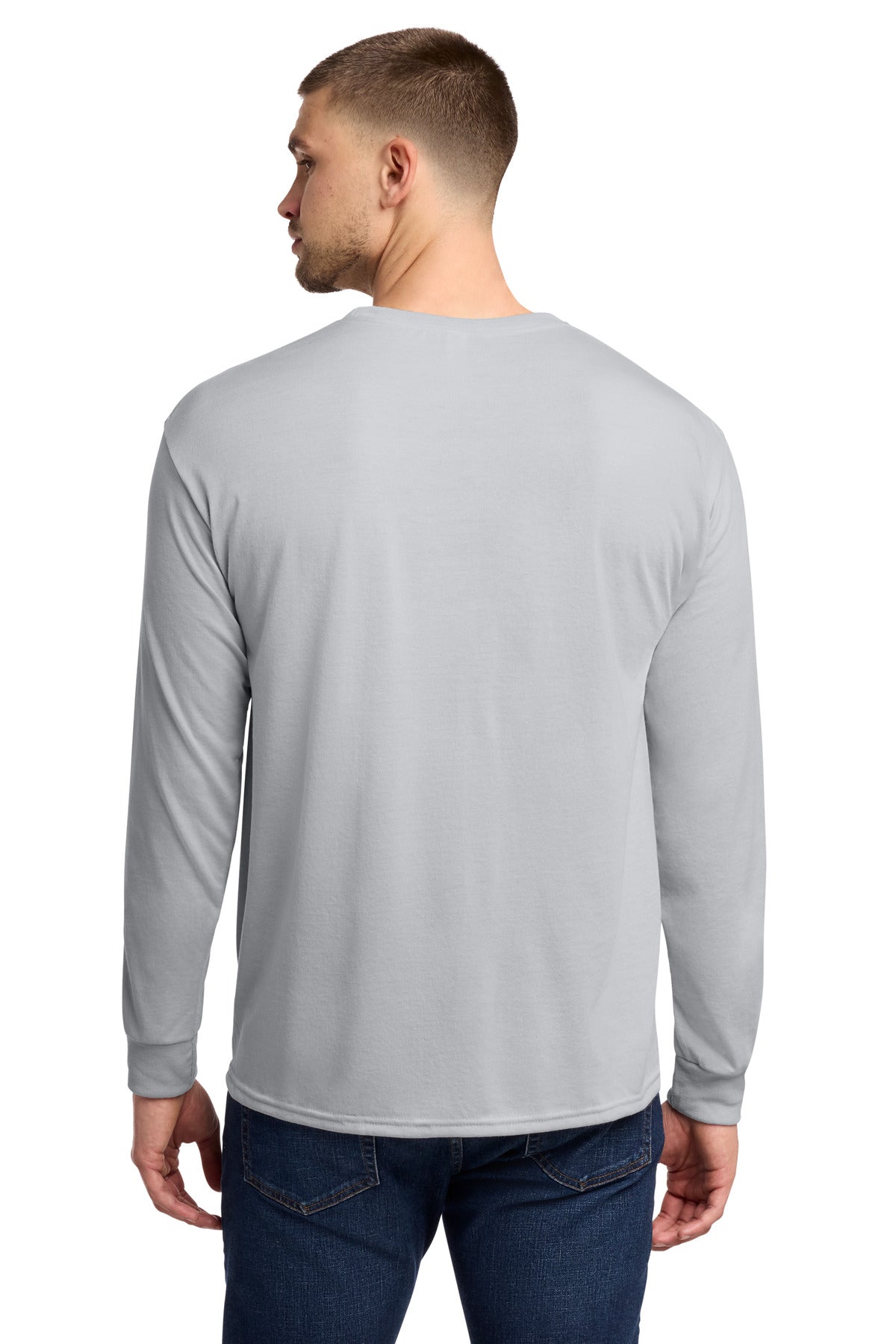 Jerzees Dri-Power 100% Polyester Long Sleeve T-Shirt - Silver