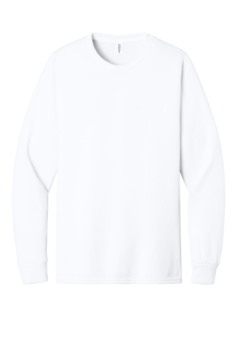 Jerzees Dri-Power 100% Polyester Long Sleeve T-Shirt - White