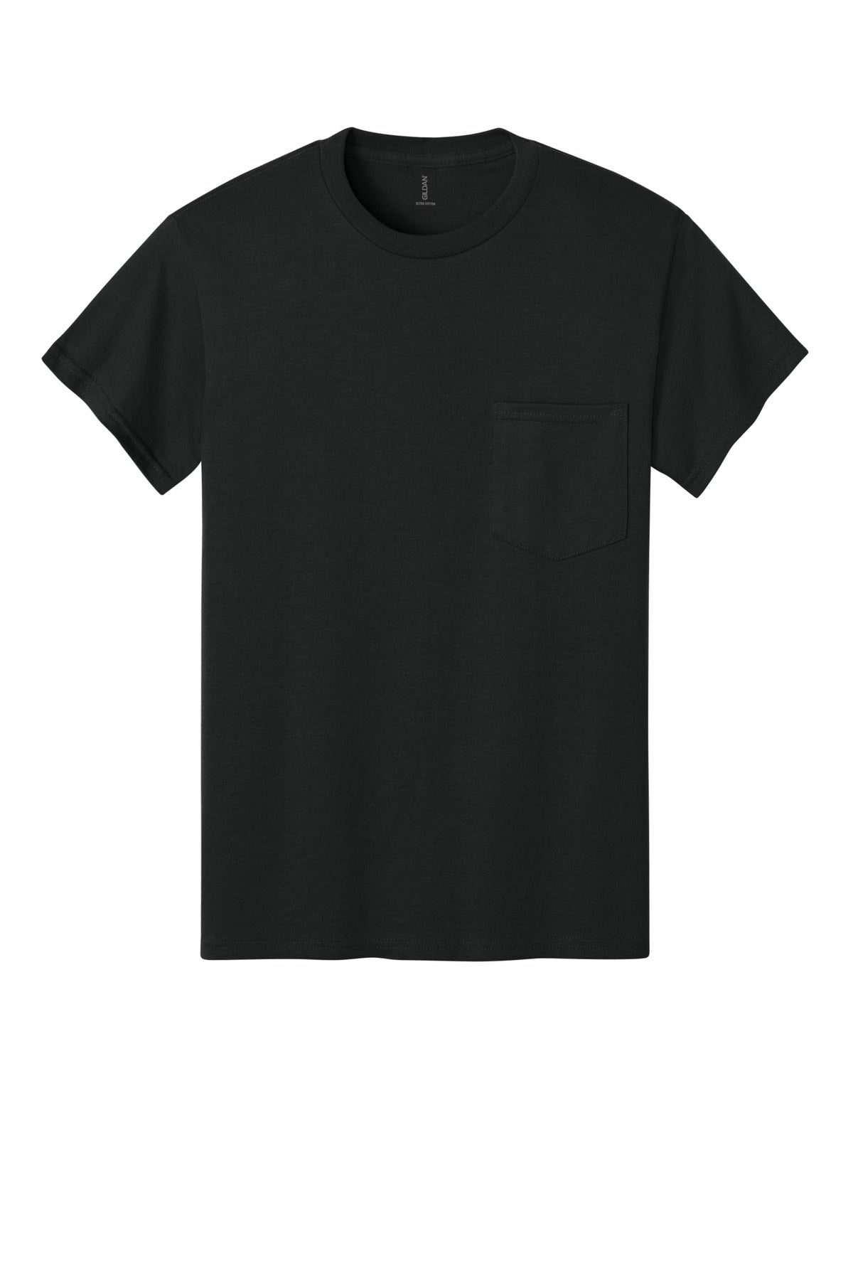 Gildan - Ultra Cotton 100% US Cotton T-Shirt with Pocket - Black