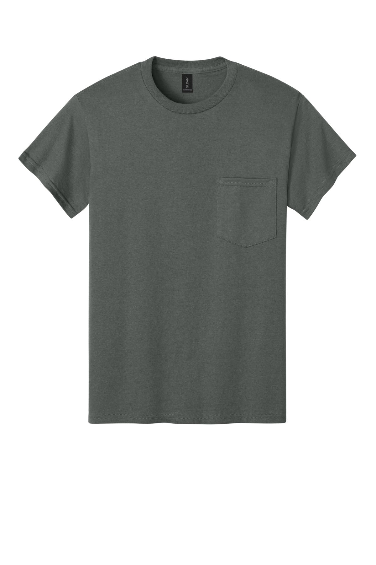 Gildan - Ultra Cotton 100% US Cotton T-Shirt with Pocket - Charcoal