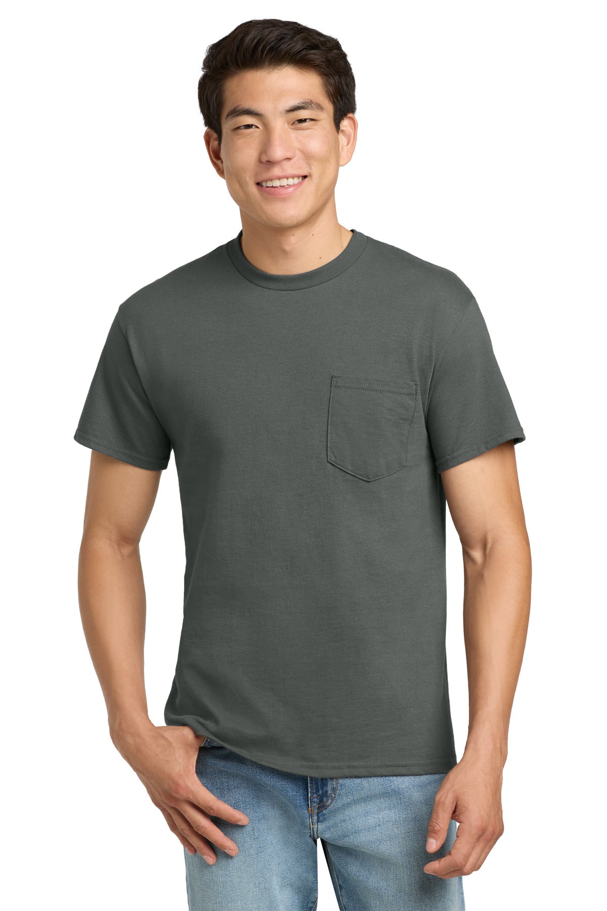 Gildan - Ultra Cotton 100% US Cotton T-Shirt with Pocket - Charcoal