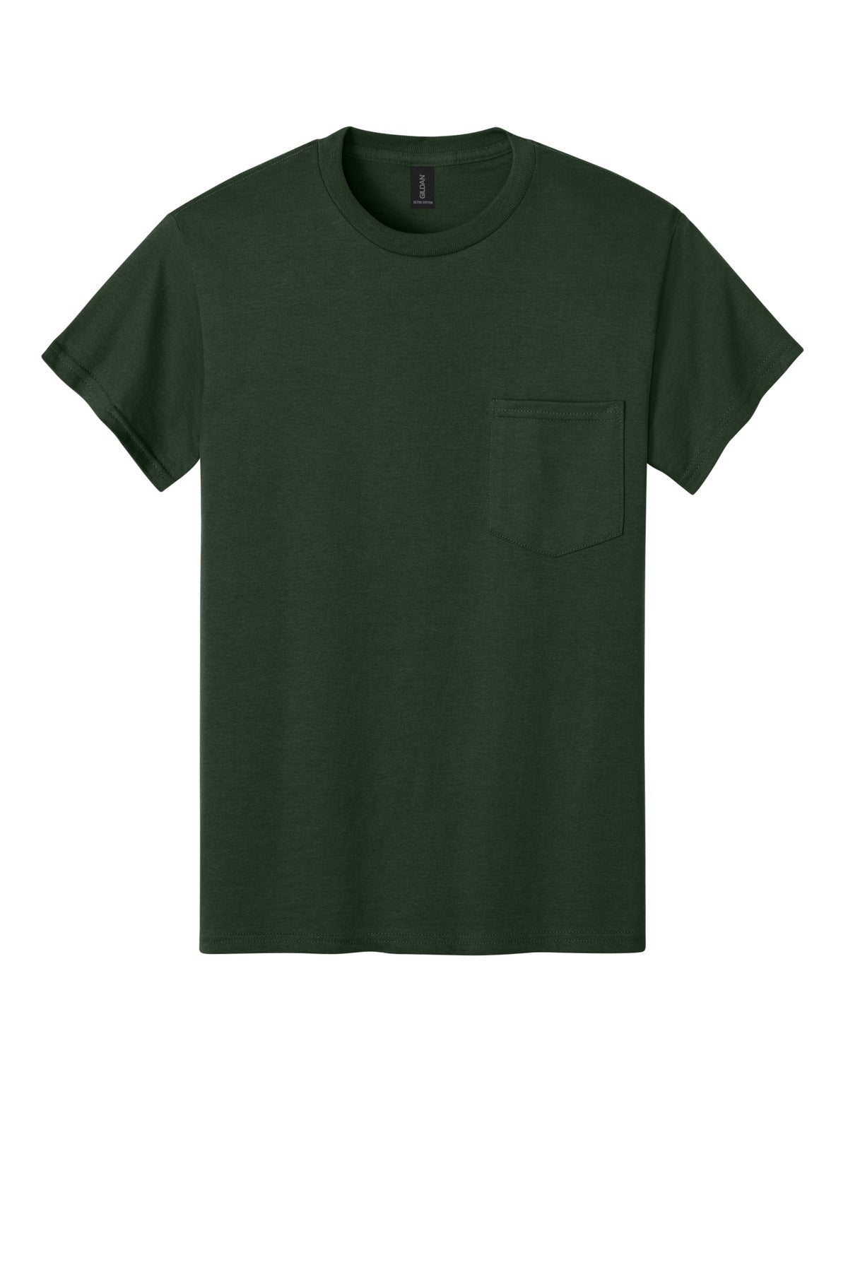 Gildan - Ultra Cotton 100% US Cotton T-Shirt with Pocket - Forest Green