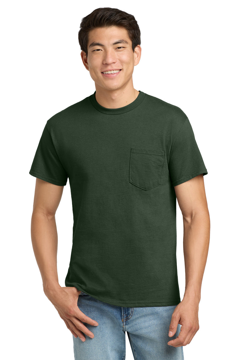 Gildan - Ultra Cotton 100% US Cotton T-Shirt with Pocket - Forest Green