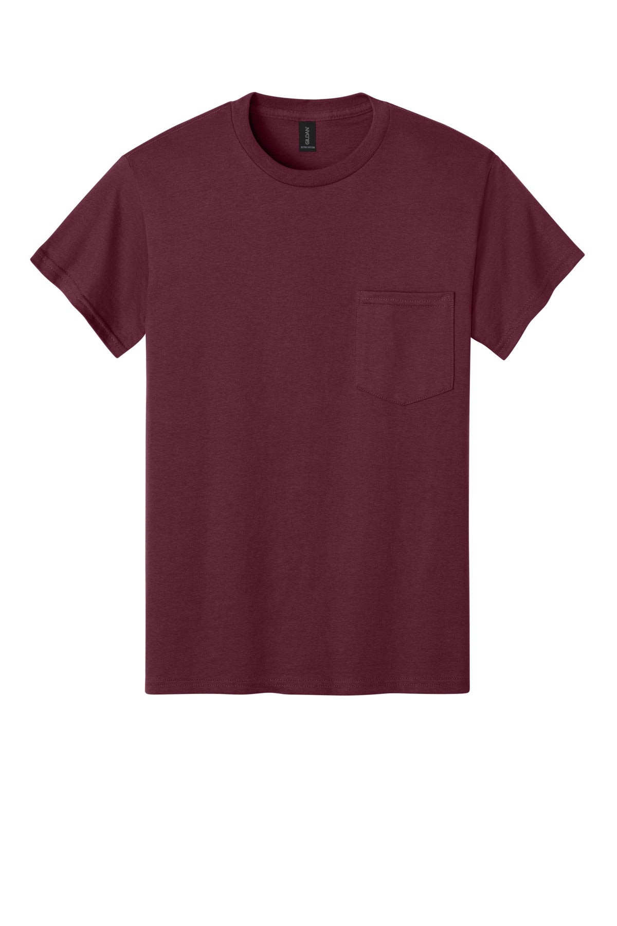Gildan - Ultra Cotton 100% US Cotton T-Shirt with Pocket - Maroon