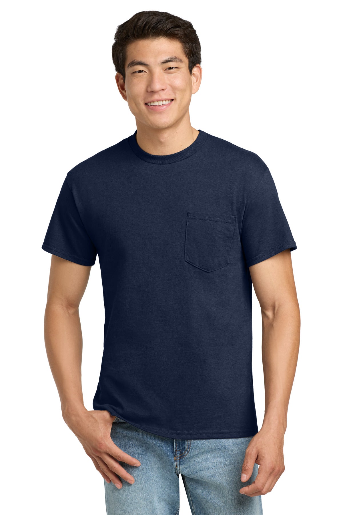Gildan - Ultra Cotton 100% US Cotton T-Shirt with Pocket - Navy