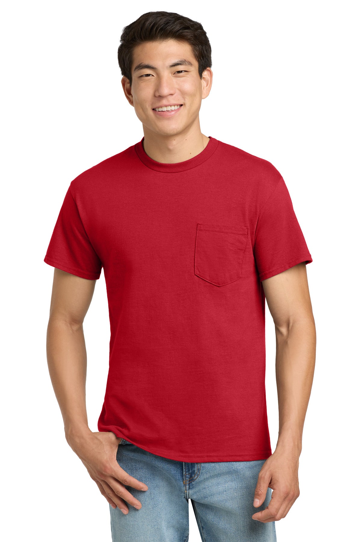 Gildan - Ultra Cotton 100% US Cotton T-Shirt with Pocket - Red
