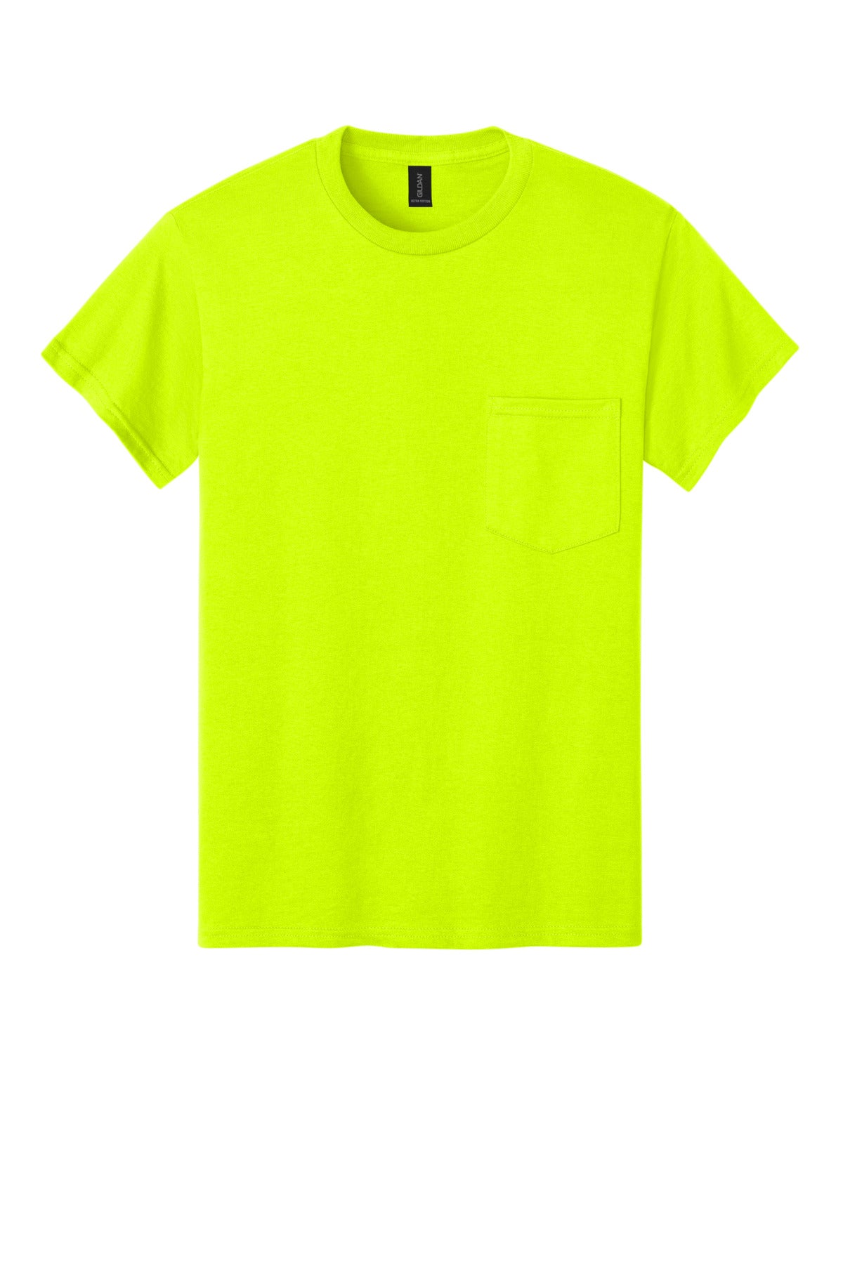 Gildan - Ultra Cotton 100% US Cotton T-Shirt with Pocket - Safety Green