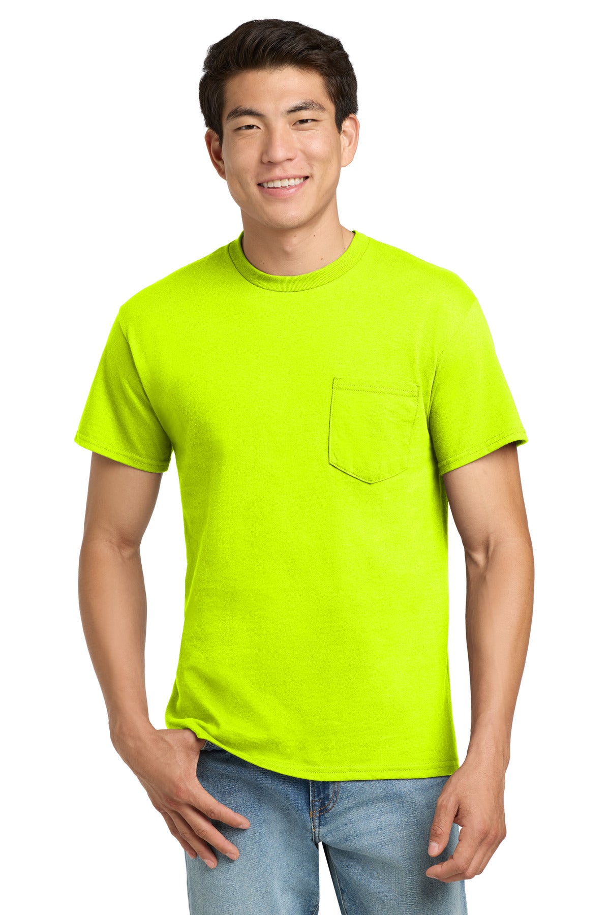 Gildan - Ultra Cotton 100% US Cotton T-Shirt with Pocket - Safety Green