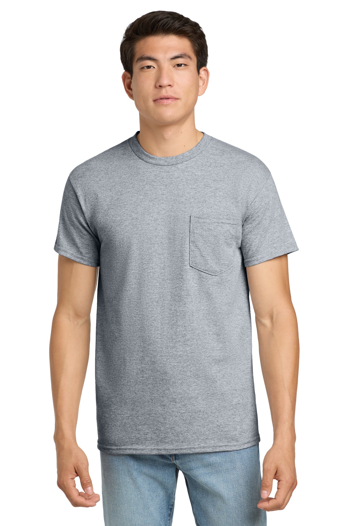 Gildan - Ultra Cotton 100% US Cotton T-Shirt with Pocket - Sport Grey