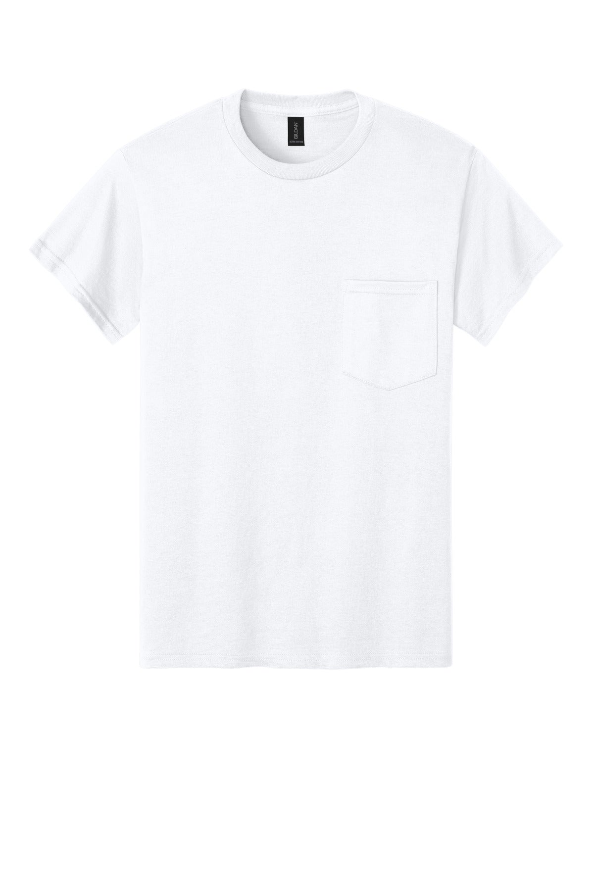 Gildan - Ultra Cotton 100% US Cotton T-Shirt with Pocket - White